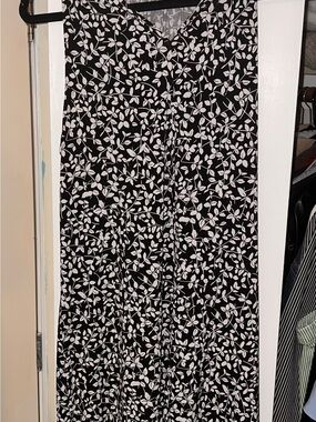 MSK Black Dress with White Leaf Pattern